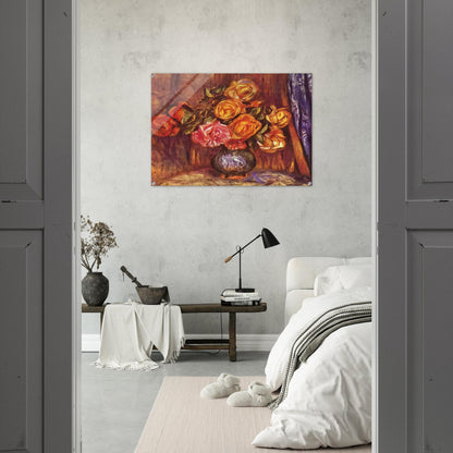 Roses Before the Blue Curtain - Pierre-Auguste Renoir Acrylic Print - 70x100 cm / 28x40″ inches