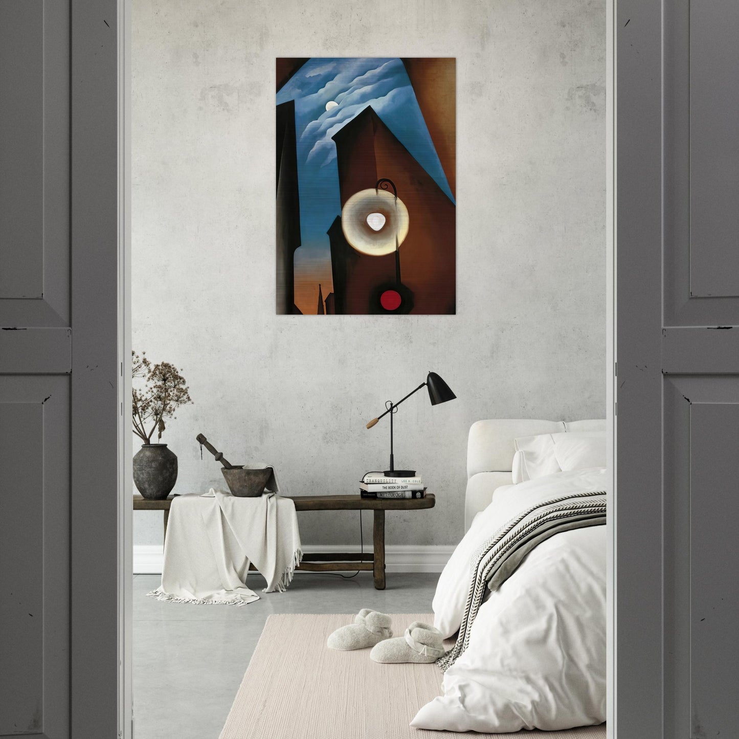 New York with Moon - Georgia O'Keeffe Brushed Aluminum Print - 70x100 cm / 28x40 inches | Georgia O'Keeffe Aluminum Print | Georgia O'Keeffe Prints