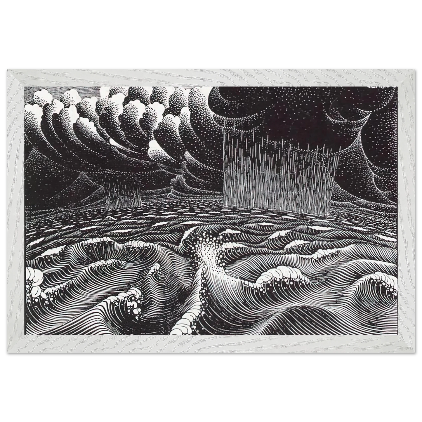 MC Escher - THE 2ND DAY OF THE CREATION Wall Art - 30x40 cm / 12x16 inches - Premium Wooden Framed Poster With Fine Art Paper - Black frame