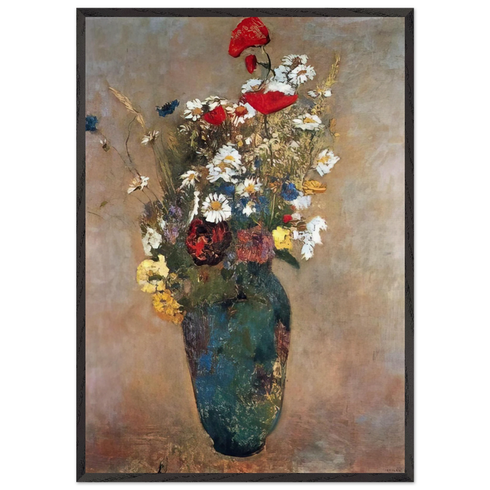 Vase with flowers N3 - Odilon Redon 70x100 cm / 28x40 inches Framed Art Print – Black Wooden Frame