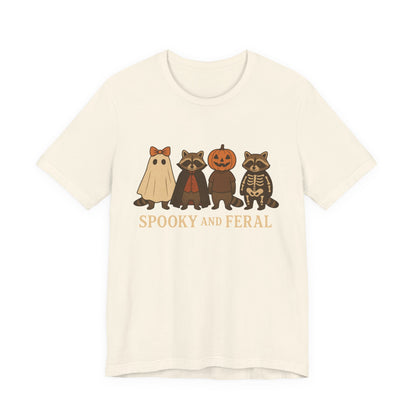 Spooky Raccoon Shirt, Funny Halloween Graphic Tee, Cute Vintage Fall T-Shirt, Trendy Womens Halloween Shirt, Feral Raccoon Tee