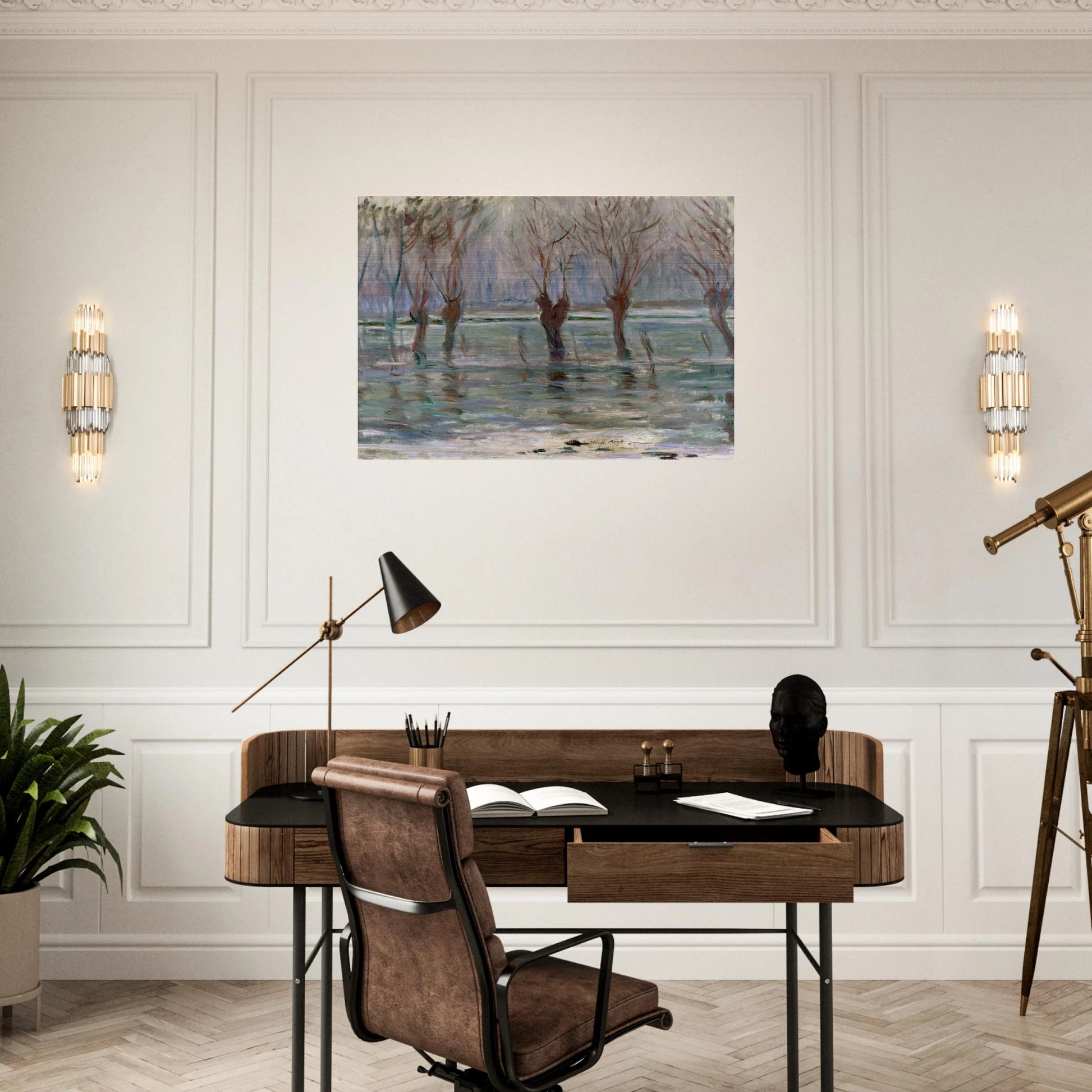 Flood Waters - claude monet Brushed Aluminum Print - 70x100 cm / 28x40 inches | claude monet Aluminum Print | claude monet Prints