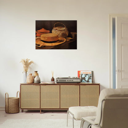 Still Life with Yellow Hat - Vincent van Gogh Brushed Aluminum Print - 70x100 cm / 28x40 inches | Vincent van Gogh Aluminum Print | Vincent van Gogh Prints