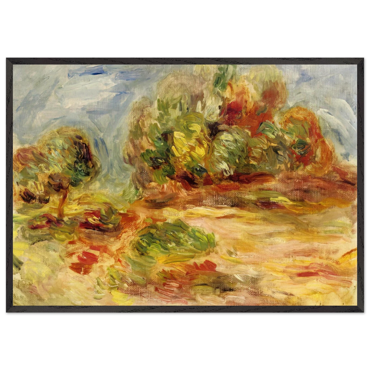 Cagnes Landscape - Pierre-Auguste Renoir 70x100 cm / 28x40 inches Framed Art Print – Black Wooden Frame