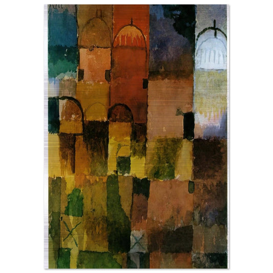 RED AND WHITE DOMES 1914 - Paul Klee Brushed Aluminum Print - 70x100 cm / 28x40 inches | Paul Klee Aluminum Print | Paul Klee Prints