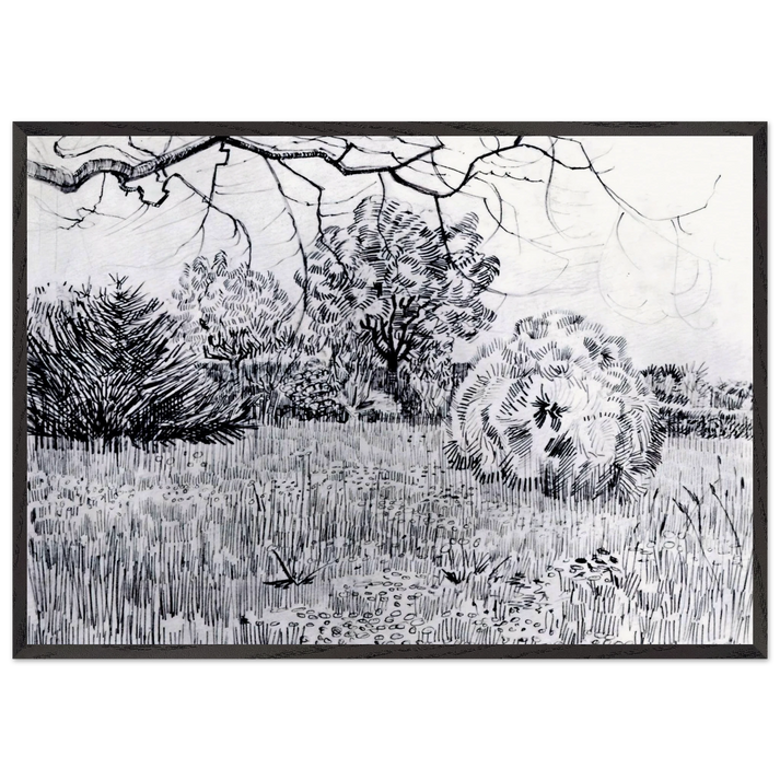 Park at Arles - Vincent van Gogh 70x100 cm / 28x40 inches Framed Art Print – Black Wooden Frame