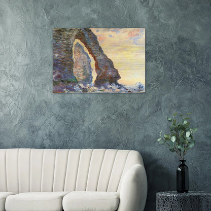 The Rock Needle Seen through the Porte d'Aval - claude monet Brushed Aluminum Print - 70x100 cm / 28x40 inches | claude monet Aluminum Print | claude monet Prints