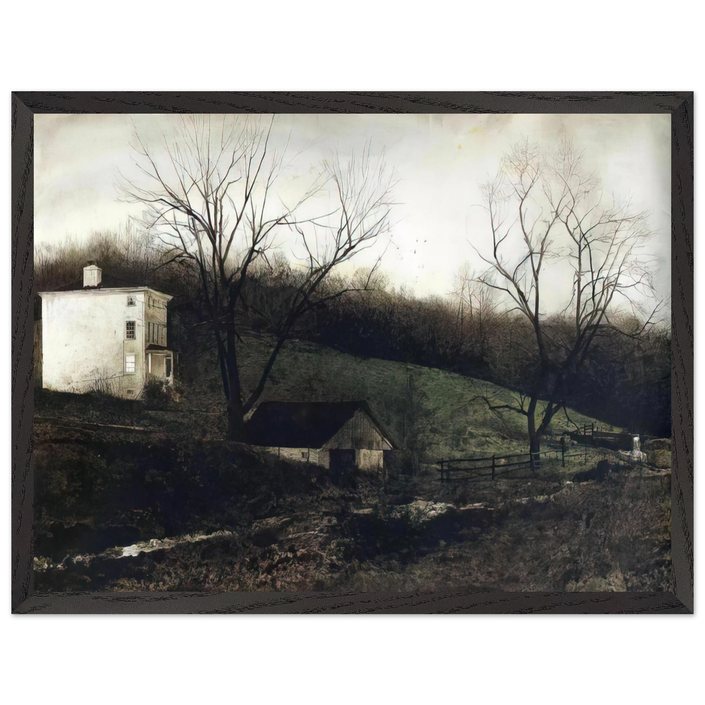 Andrew Wyeth - EVENING AT KUERNERS Wall Art - 60x80 cm / 24x32 inches - Premium Wooden Framed Poster With Fine Art Paper - Wood frame