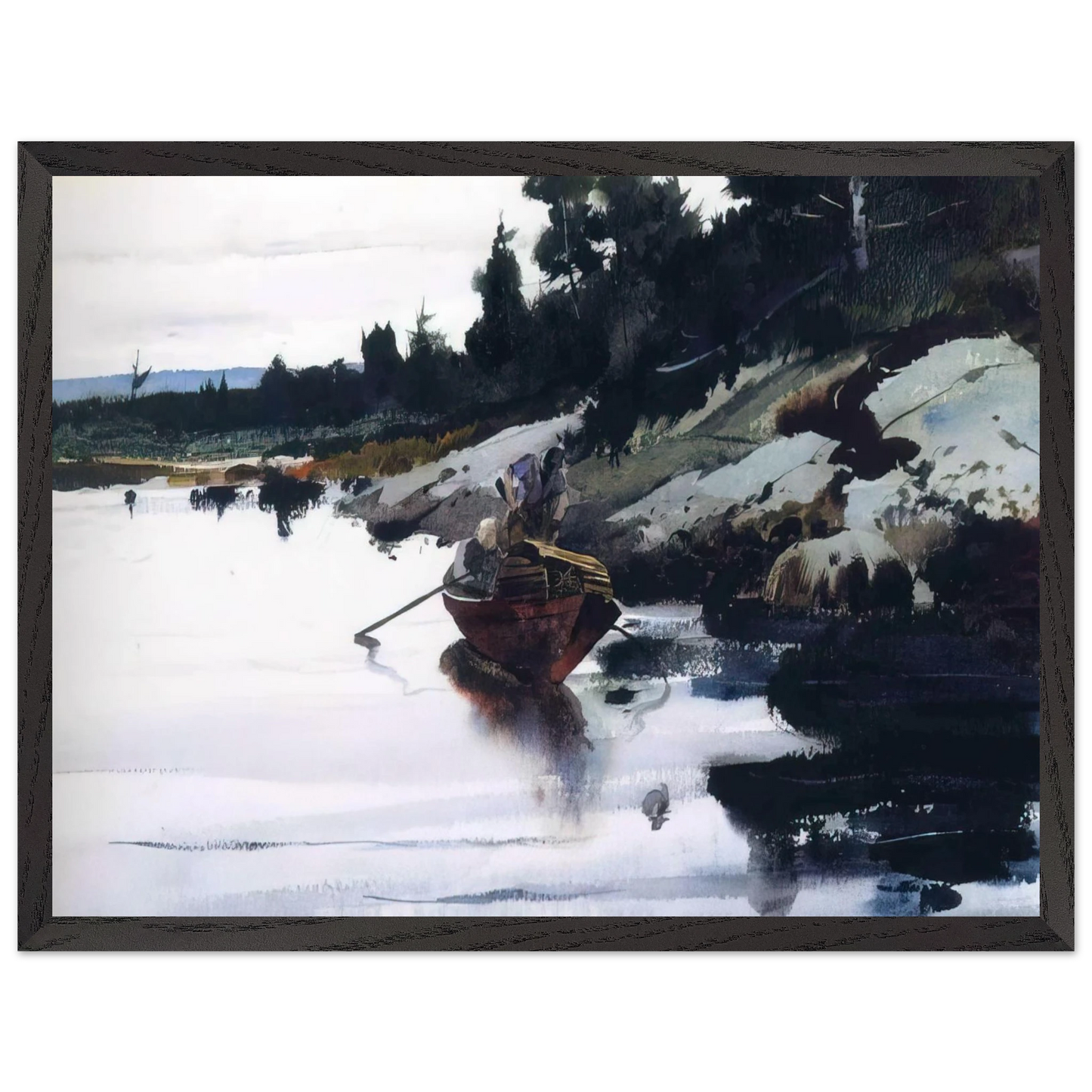 Andrew Wyeth - TURKEY COVE LEDGE Wall Art - 21x29.7 cm / 8x12" - Premium Wooden Framed Poster With Fine Art Paper - Wood frame