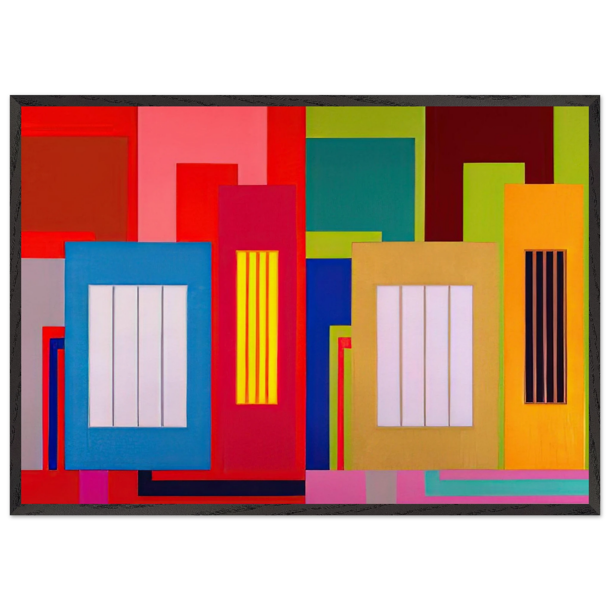 Super Size - 2000 - Peter Halley Framed Art Print – Black Wooden Frame - Default Title - -Framed Art Print