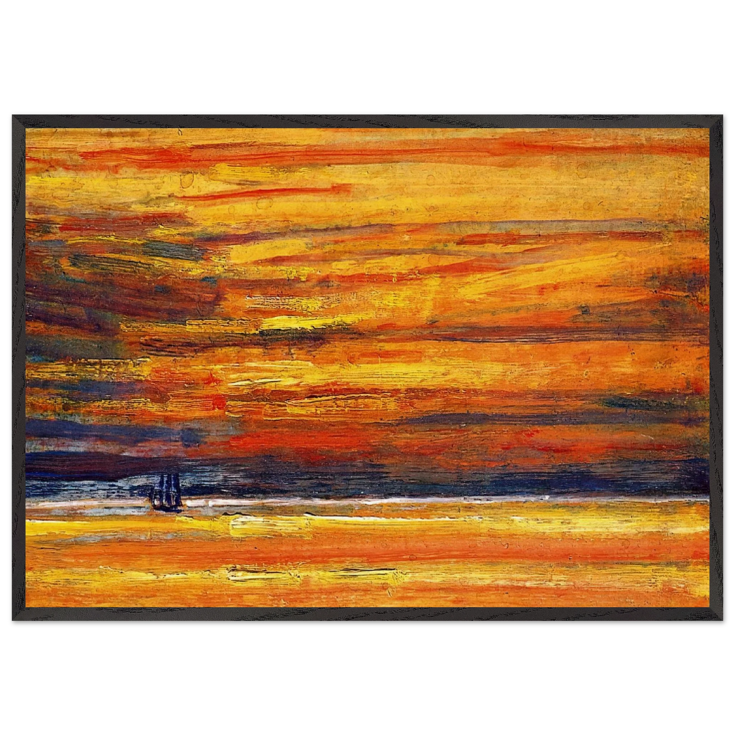 Sailing Vessel at Sea Sunset - Childe Hassam Framed Art Print – Black Wooden Frame - Default Title - -Framed Art Print