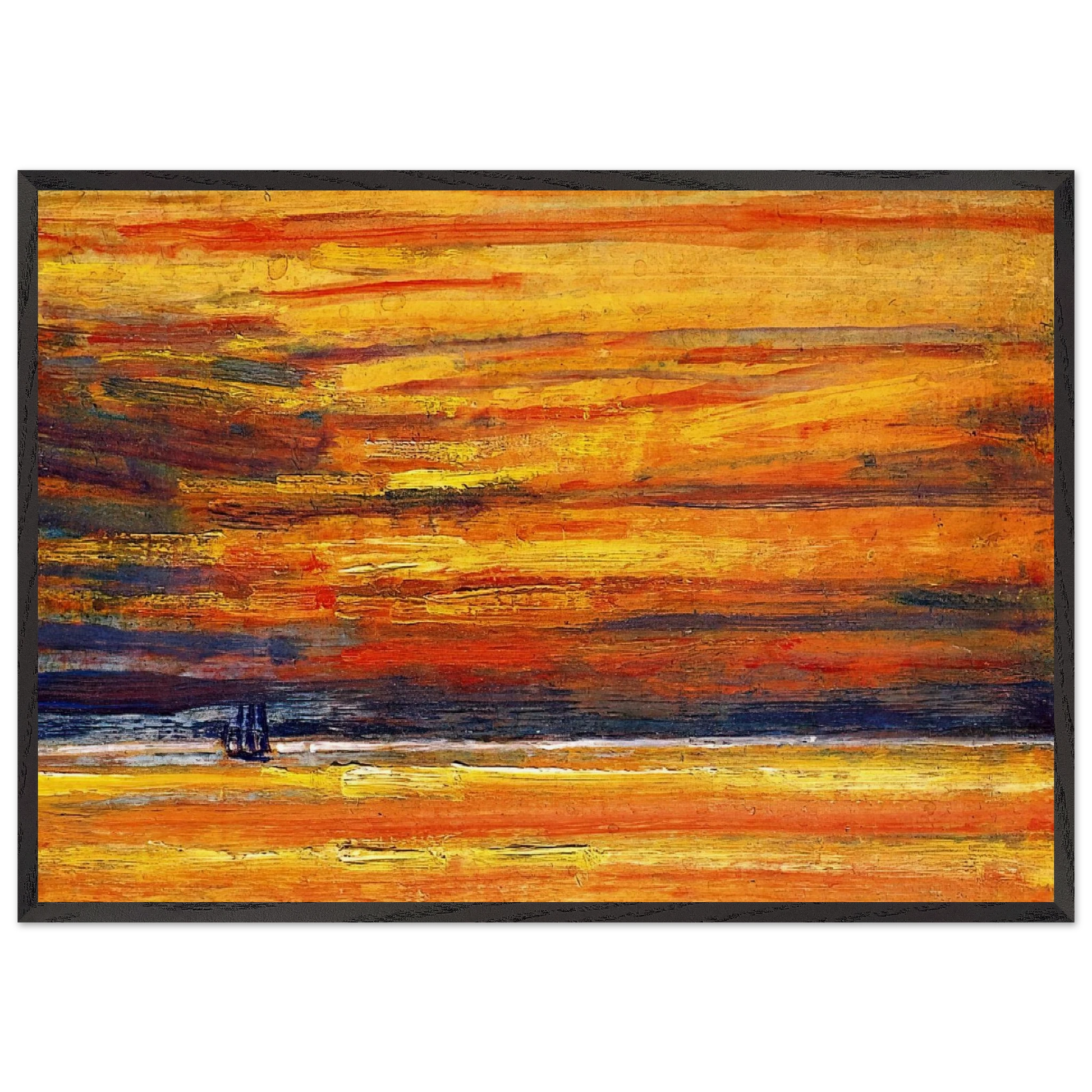 Sailing Vessel at Sea Sunset - Childe Hassam Framed Art Print – Black Wooden Frame - Default Title - -Framed Art Print