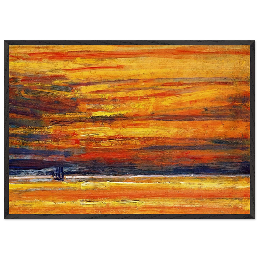 Sailing Vessel at Sea Sunset - Childe Hassam Framed Art Print – Black Wooden Frame - Default Title - -Framed Art Print