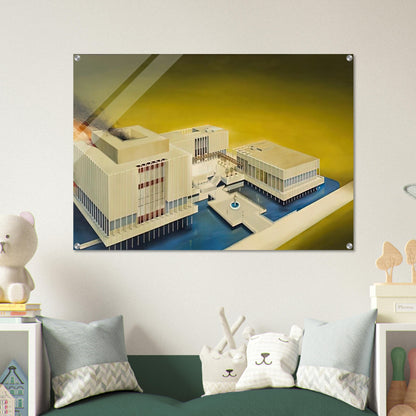 THE LOS ANGELES COUNTY MUSEUM ON FIRE 1968 - Edward Ruscha Acrylic Print - 70x100 cm / 28x40″ inches | Edward Ruscha Wall Art | Edward Ruscha Prints