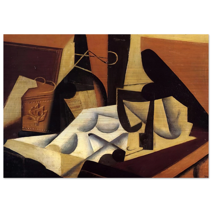 STILL LIFE WITH WHITE TABLECLOTH 1916 - Juan Gris Brushed Aluminum Print - 70x100 cm / 28x40 inches | Juan Gris Aluminum Print | Juan Gris Prints