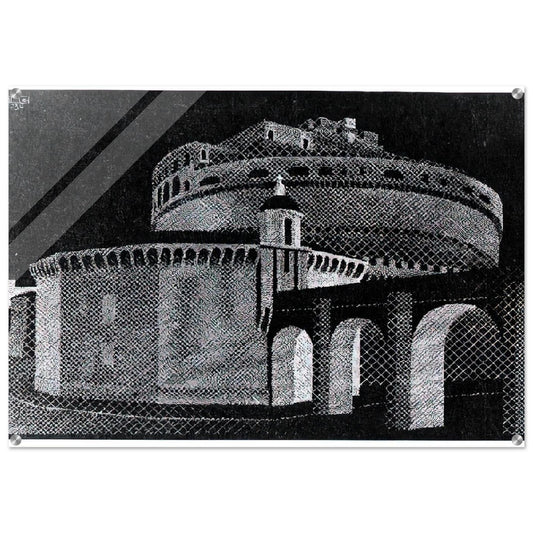 NOCTURNAL ROME CASTEL SANT ANGELO - MC Escher Acrylic Print - 70x100 cm / 28x40″ inches | Maurits Cornelis Escher Prints