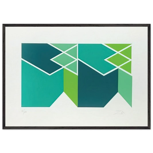 Green Composition - 1980 - Larry Zox Framed Art Print – Black Wooden Frame - Default Title - -Framed Art Print