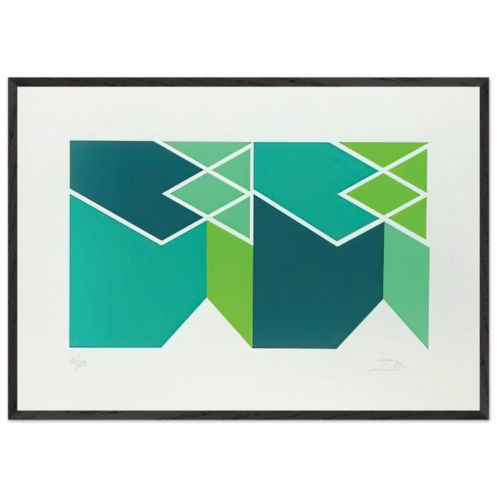 Green Composition - 1980 - Larry Zox 70x100 cm / 28x40 inches Framed Art Print – Black Wooden Frame