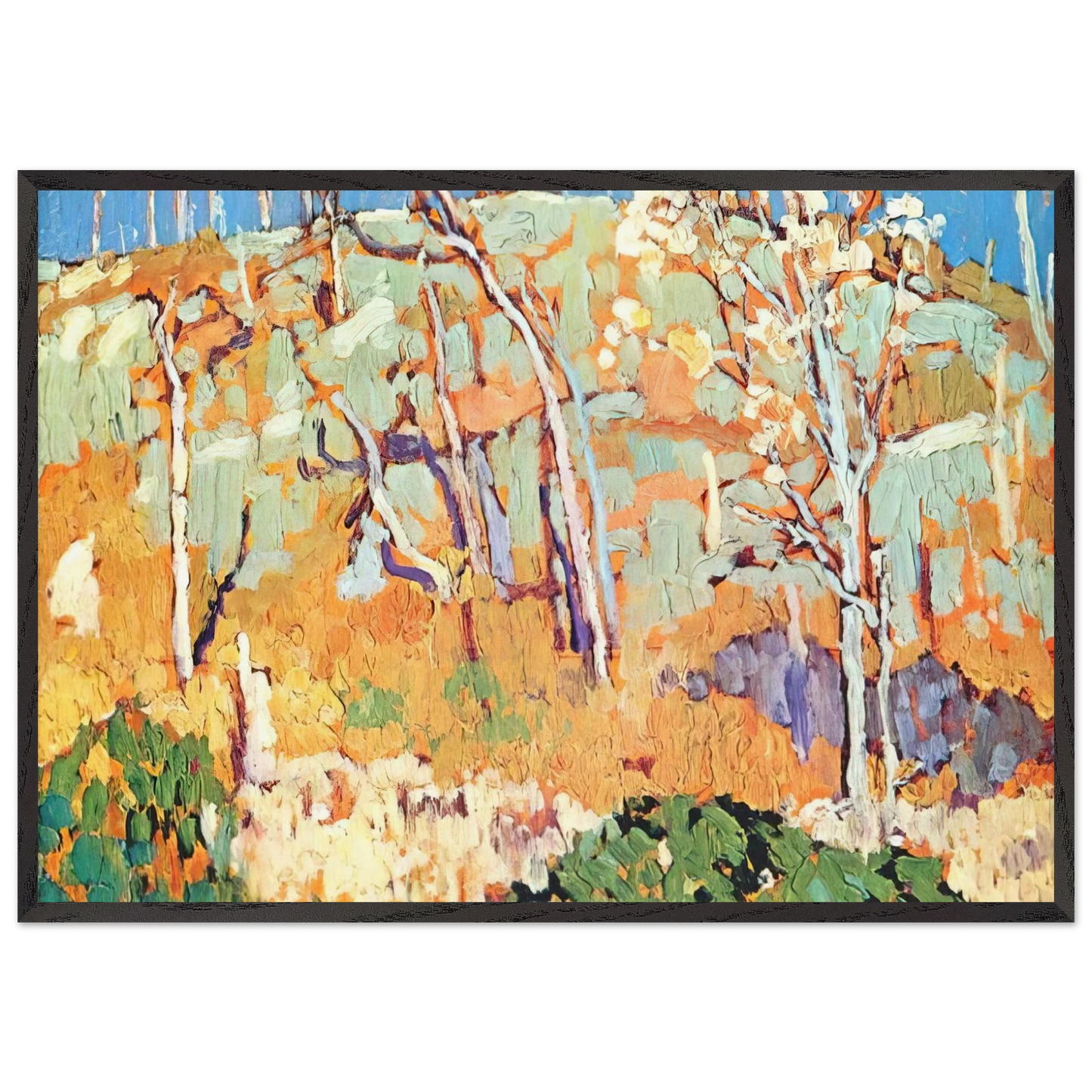 Patterned Hillside - 1918 - Frank Johnston Framed Art Print – Black Wooden Frame - Default Title - -Framed Art Print