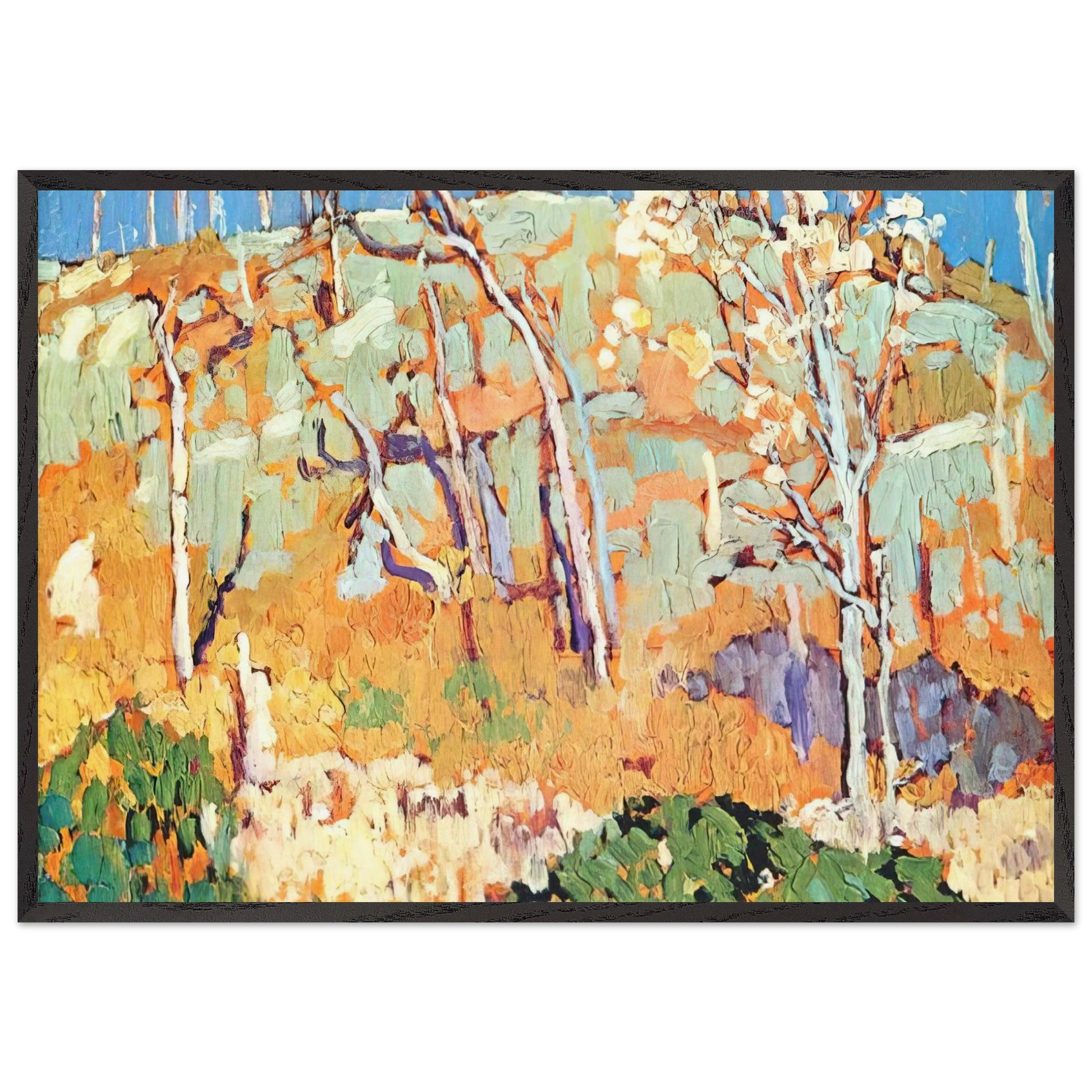 Patterned Hillside - 1918 - Frank Johnston Framed Art Print – Black Wooden Frame - Default Title - -Framed Art Print