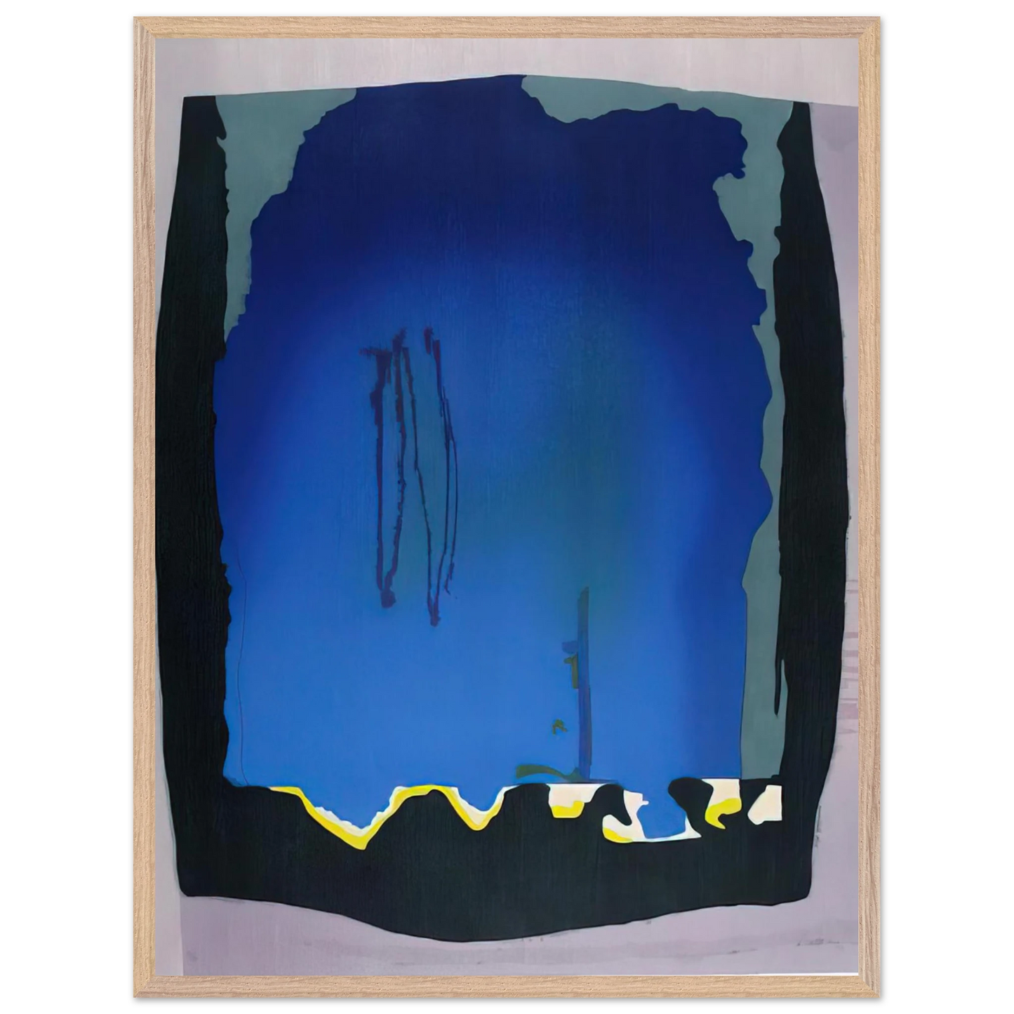 Helen Frankenthaler - Freefall - 1992 Wall art - 30x45 cm / 12x18 inches - Premium Wooden Framed Poster With Fine Art Paper - White frame