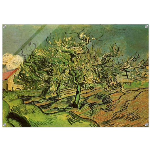 Landscape with Three Trees and a House - Vincent van Gogh Acrylic Print - 70x100 cm / 28x40″ inches | Vincent van Gogh Wall Art | Vincent van Gogh Prints