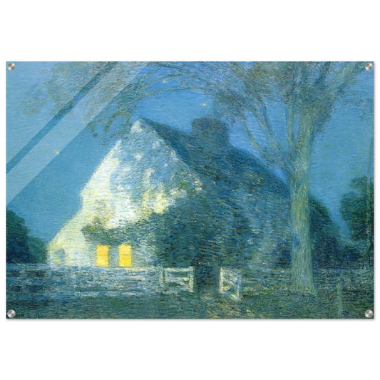 Moonlight, the Old House - Childe Hassam Acrylic Print - 70x100 cm / 28x40″ inches