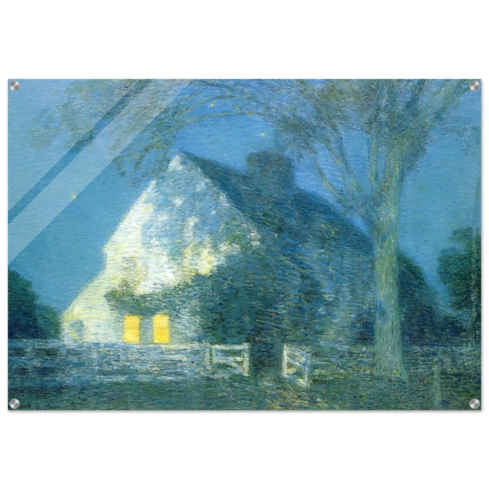 Moonlight, the Old House - Childe Hassam Acrylic Print - 70x100 cm / 28x40″ inches