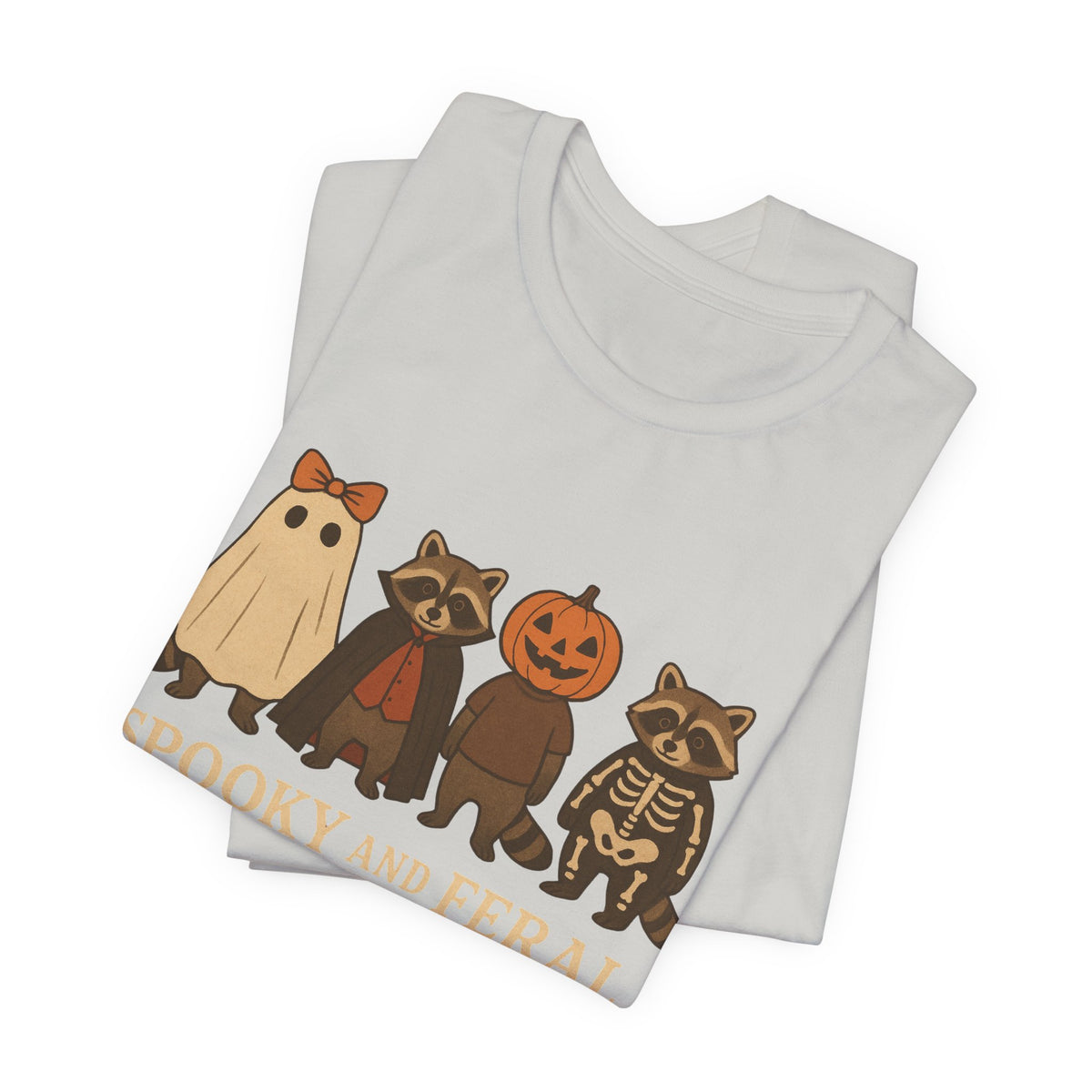 Spooky Raccoon Shirt, Funny Halloween Graphic Tee, Cute Vintage Fall T-Shirt, Trendy Womens Halloween Shirt, Feral Raccoon Tee