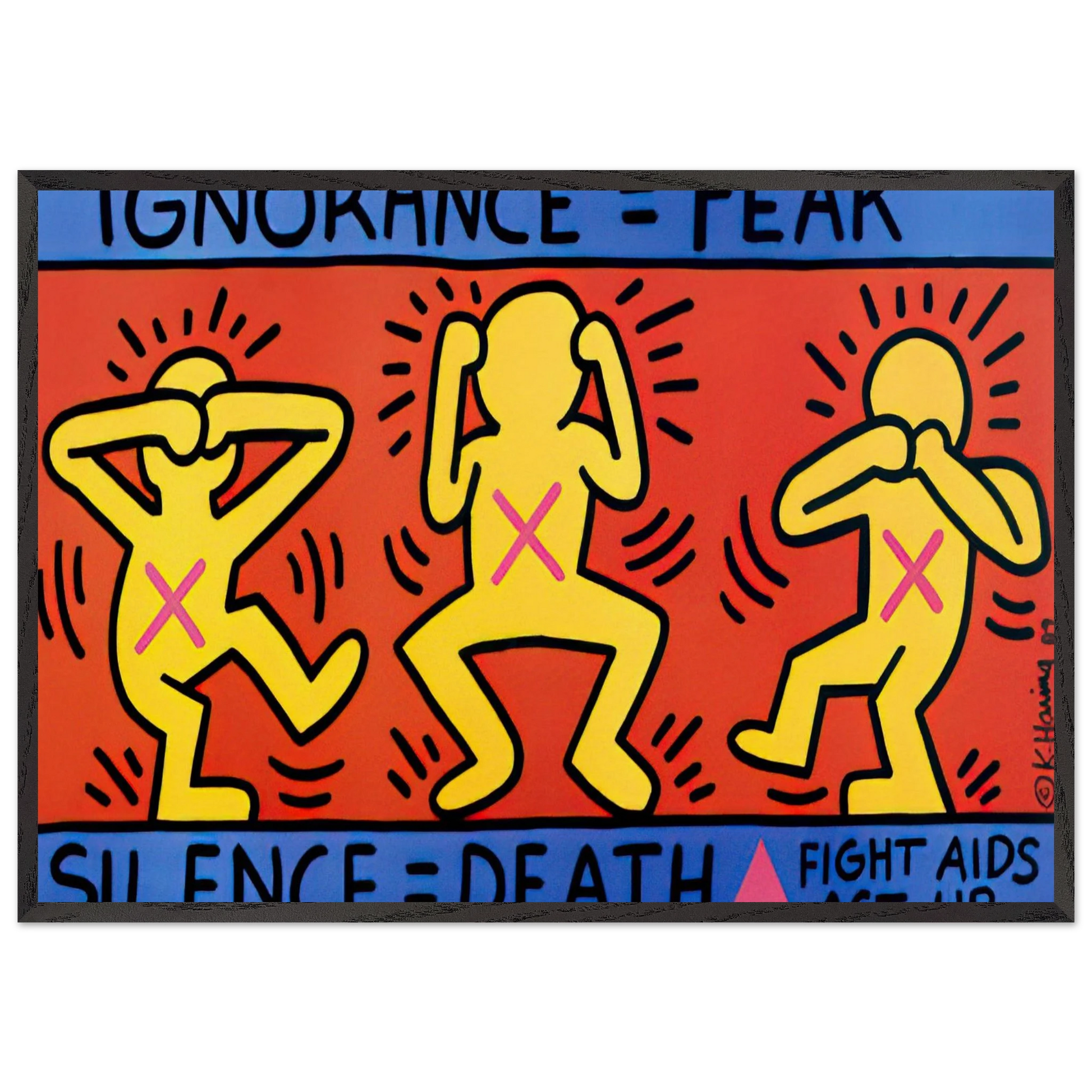 IGNORANCE FEAR 1989 N2 - Keith Haring Framed Art Print – Black Wooden Frame - Default Title - -Framed Art Print