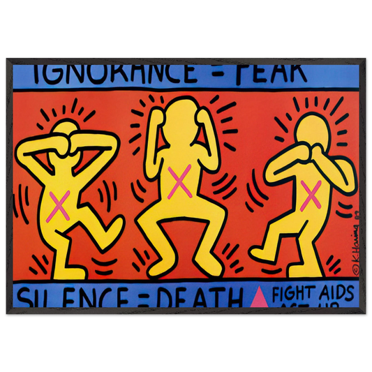 IGNORANCE FEAR 1989 N2 - Keith Haring Framed Art Print – Black Wooden Frame - Default Title - -Framed Art Print