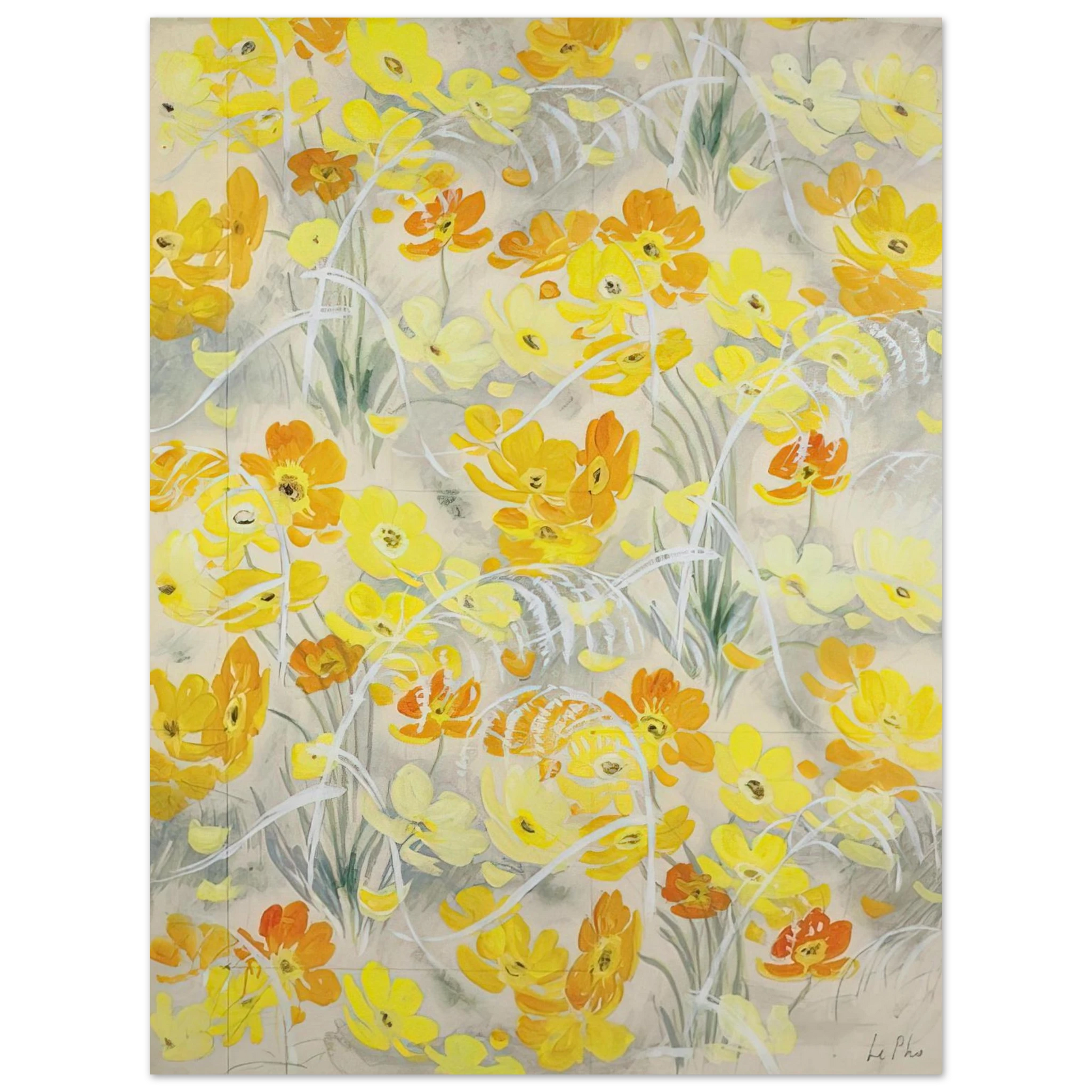 Le Pho - Orange and Yellow Flowers - Post-Impressionism Fine Art Poster - Default Title