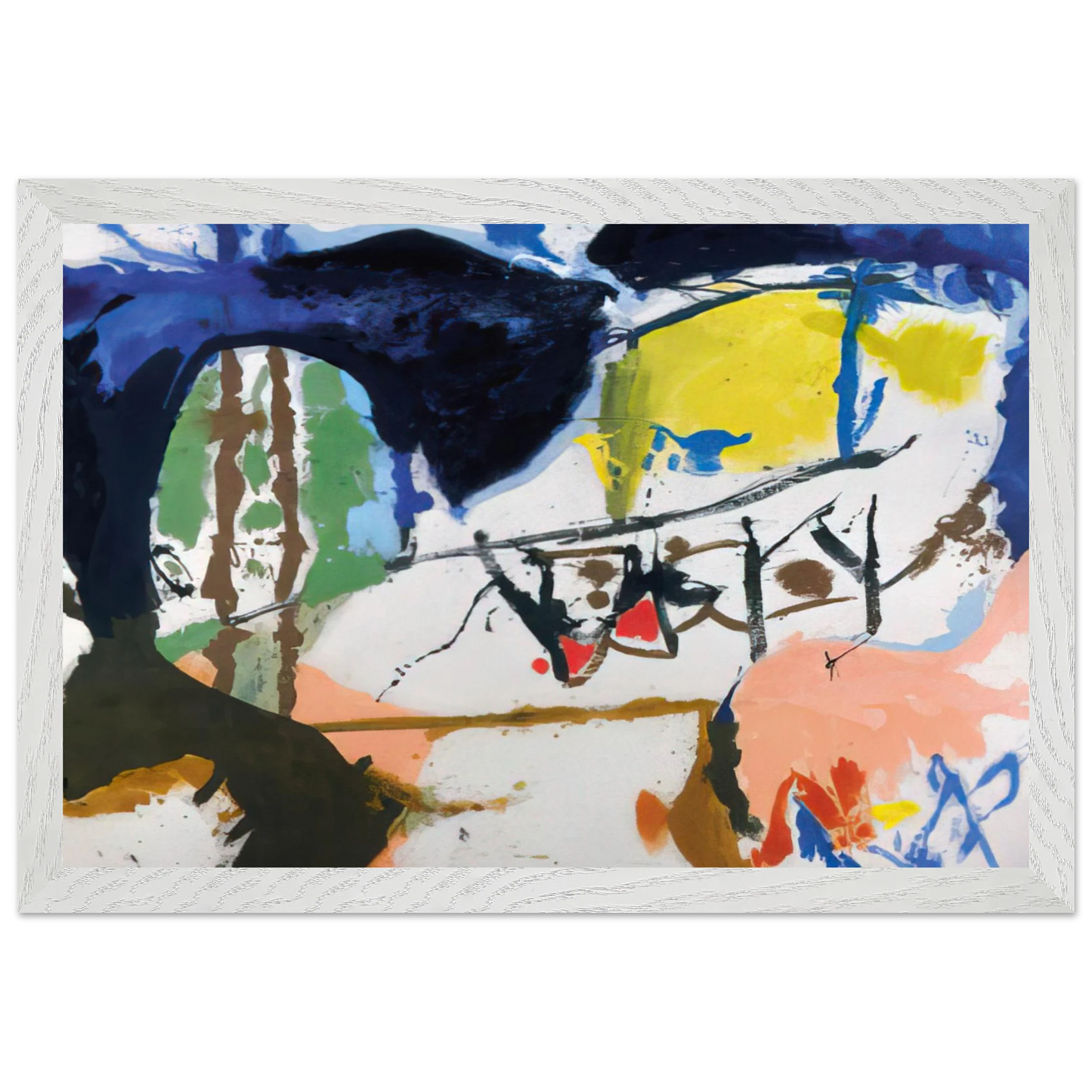 Helen Frankenthaler - Acres - 1959 Wall art - 70x100 cm / 28x40 inches - Premium Wooden Framed Poster With Fine Art Paper - Black frame