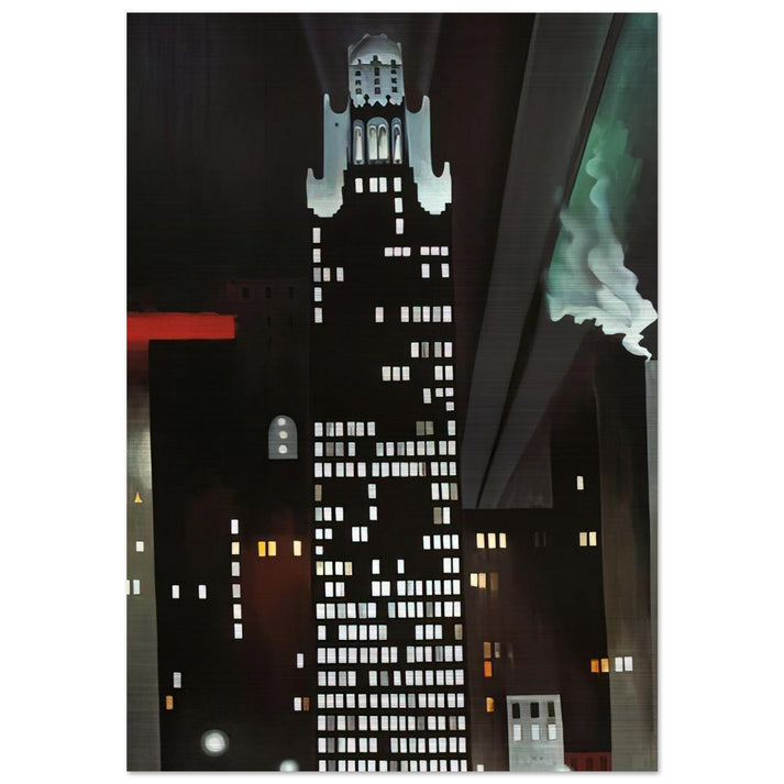 Radiator Building - Night, New York - Georgia O'Keeffe Brushed Aluminum Print - 70x100 cm / 28x40 inches | Georgia O'Keeffe Aluminum Print | Georgia O'Keeffe Prints