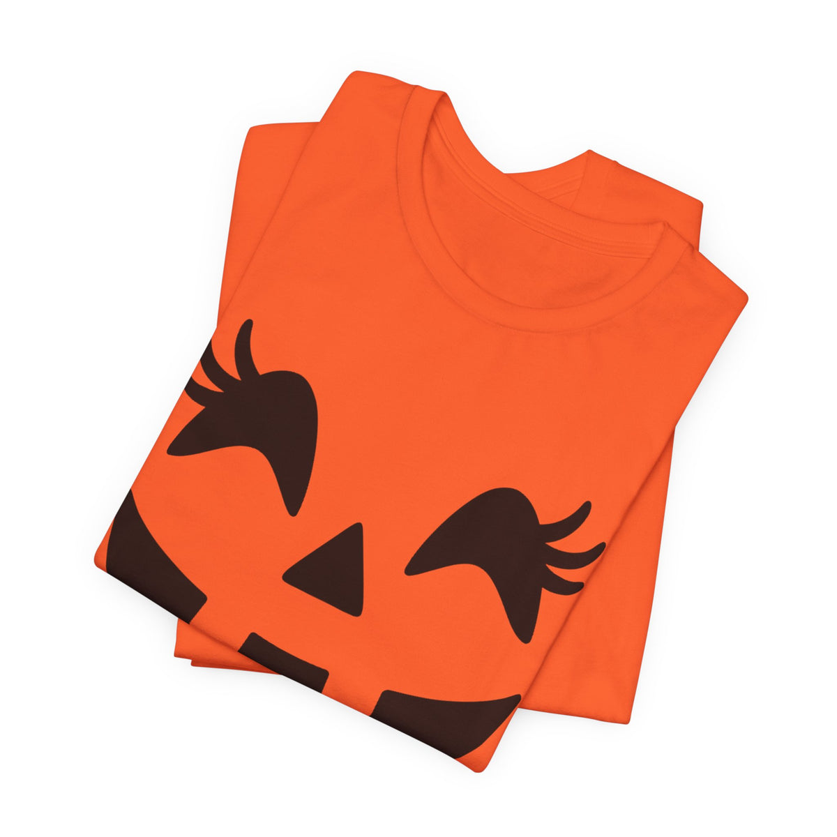 Jack O Lantern Face Pumpkin Eyelashes Halloween Women Girls T-Shirt