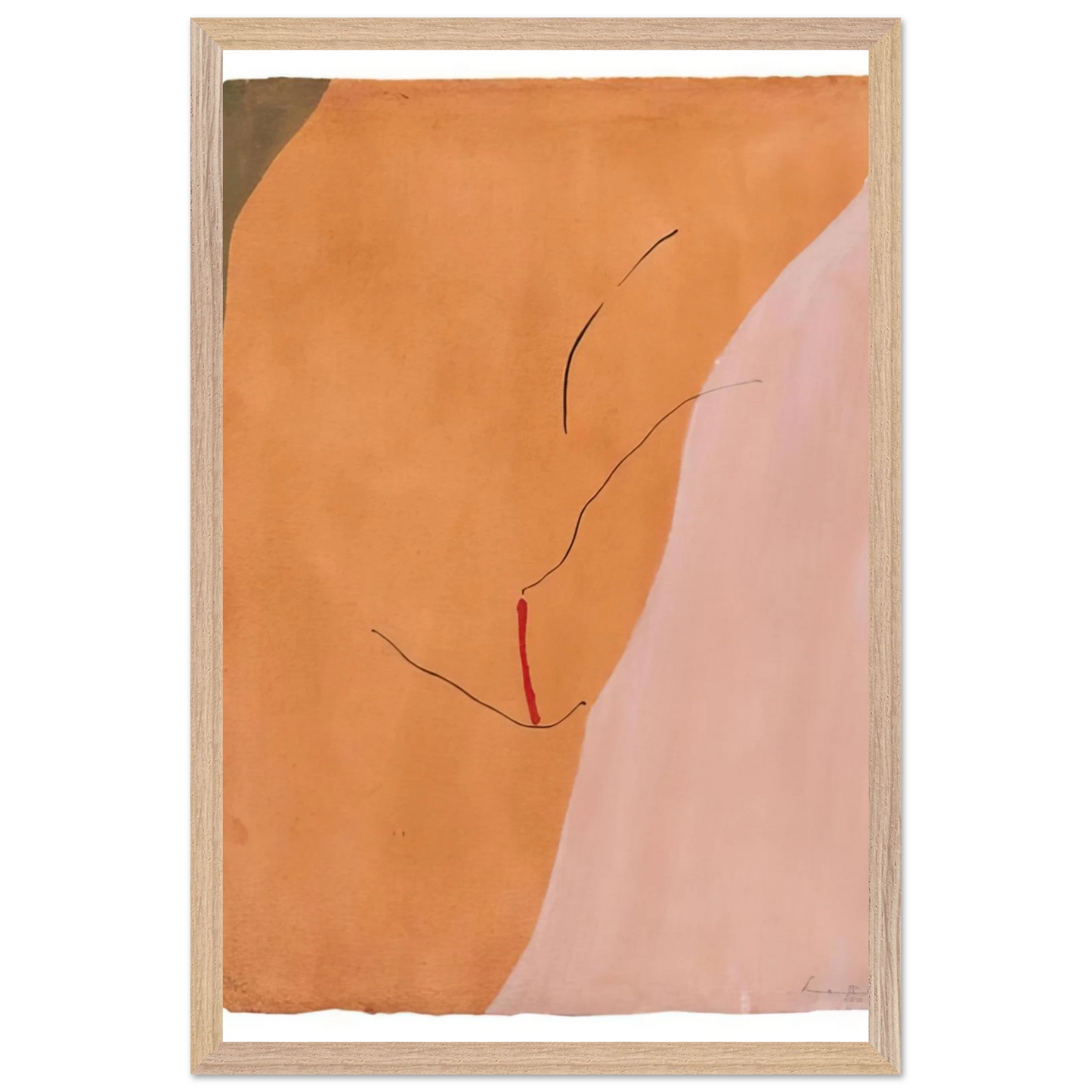 Helen Frankenthaler - Sanguine Mood - 1971 Wall art - 28x43  cm / XL (11x17 inches) - Premium Wooden Framed Poster With Fine Art Paper - Black frame