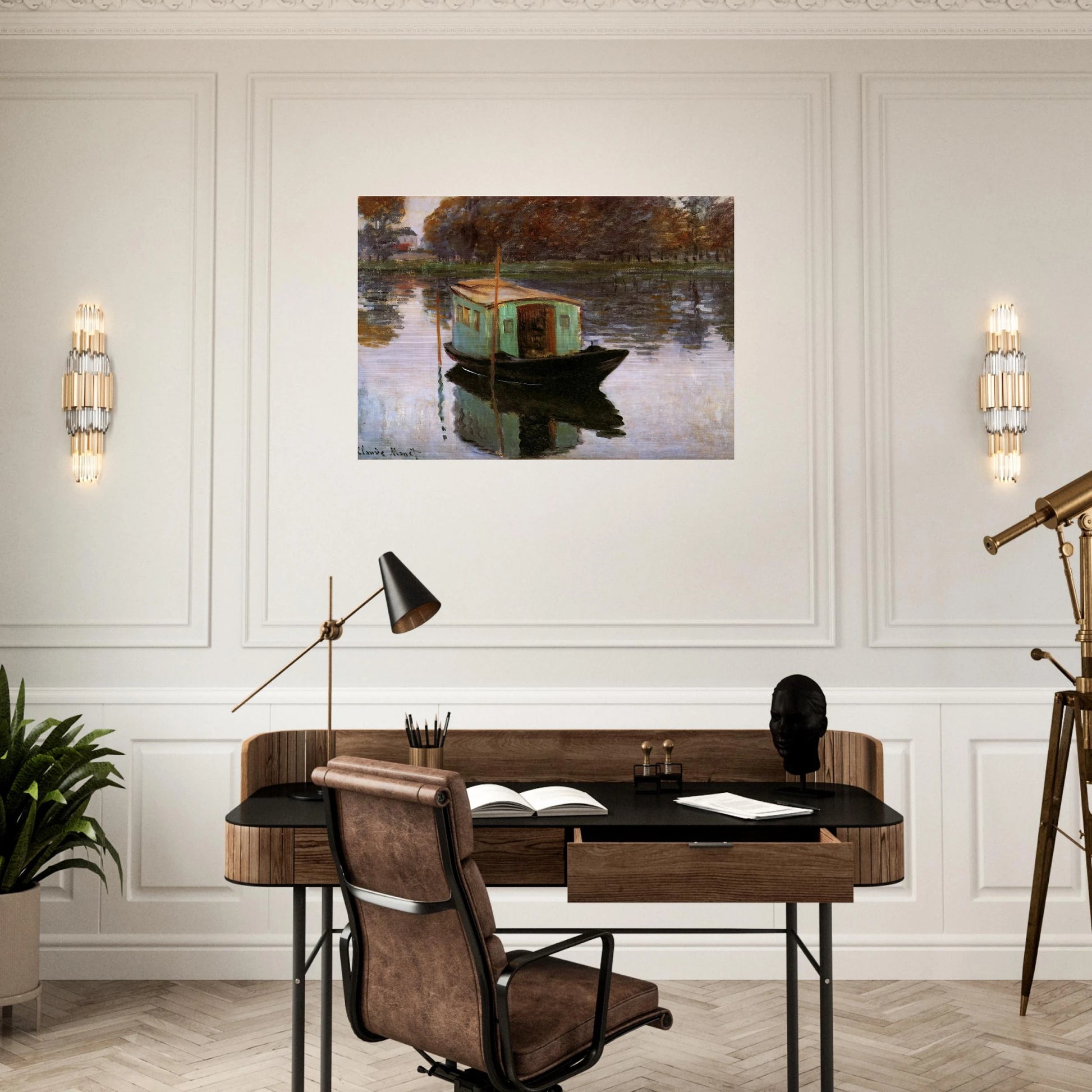The Studio-Boat - claude monet Brushed Aluminum Print - 70x100 cm / 28x40 inches | claude monet Aluminum Print | claude monet Prints
