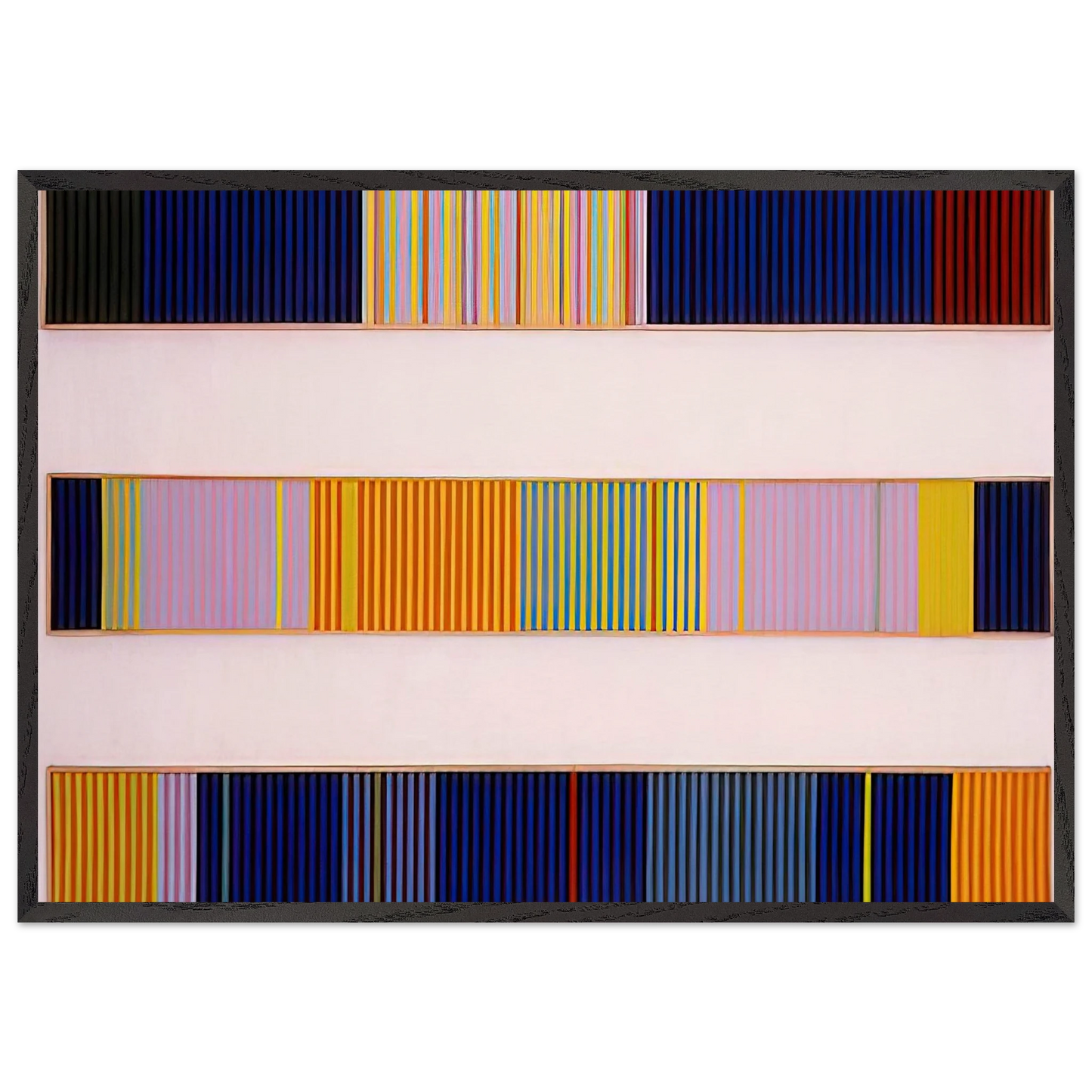 Triple Jump - 1962 - Gene Davis Framed Art Print – Black Wooden Frame - Default Title - -Framed Art Print