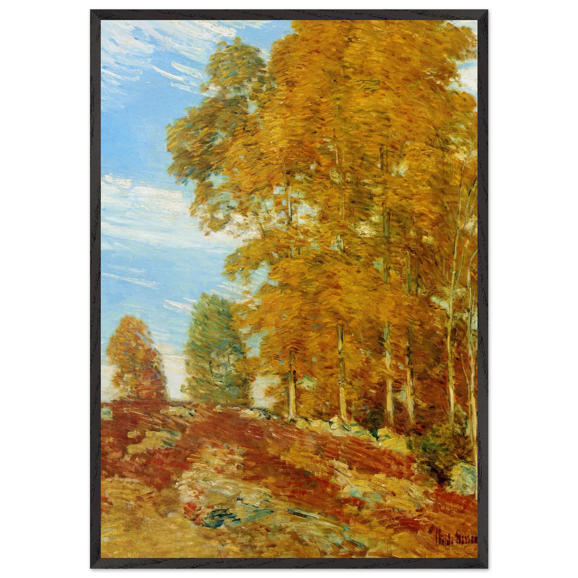 Autumn Hilltop New England - Childe Hassam Framed Art Print – Black Wooden Frame - Default Title - -Framed Art Print