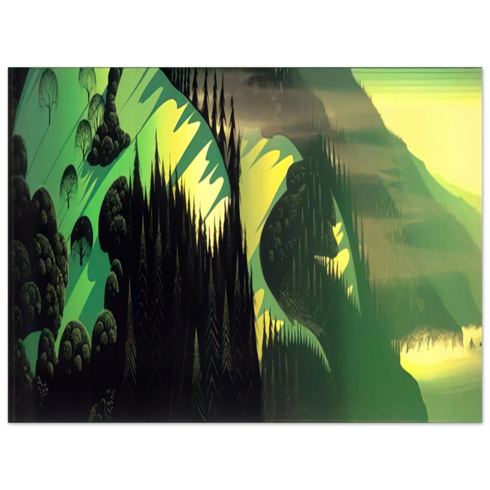 Eyvind Earle - Three Pastures by the Sea  75x100 cm / 30x40inches Fine Art Poster