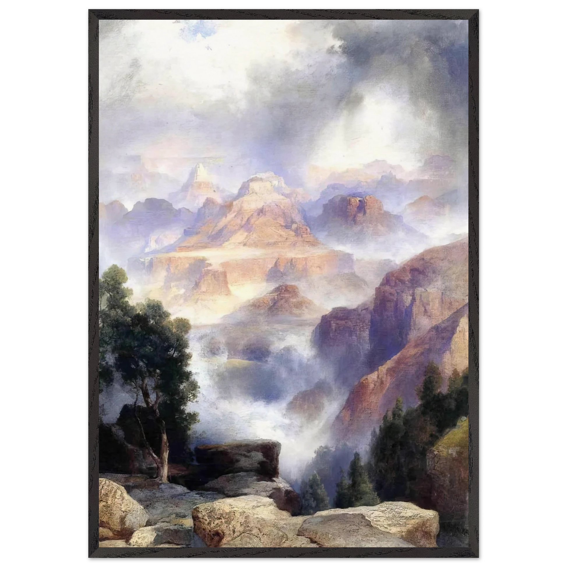 A Showery Day Grand Canyon - Thomas Moran Framed Art Print – Black Wooden Frame - Default Title - -Framed Art Print