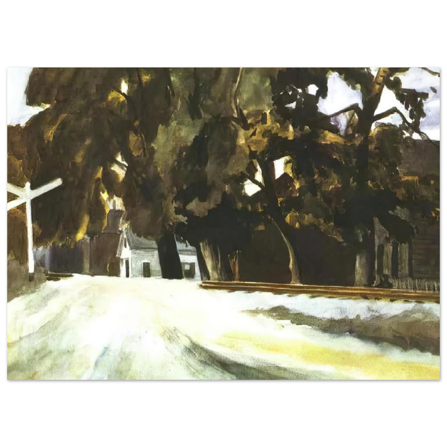 Edward Hopper - Railroad Crossing Fine Art Poster - 40x60 cm / 16x24 inches