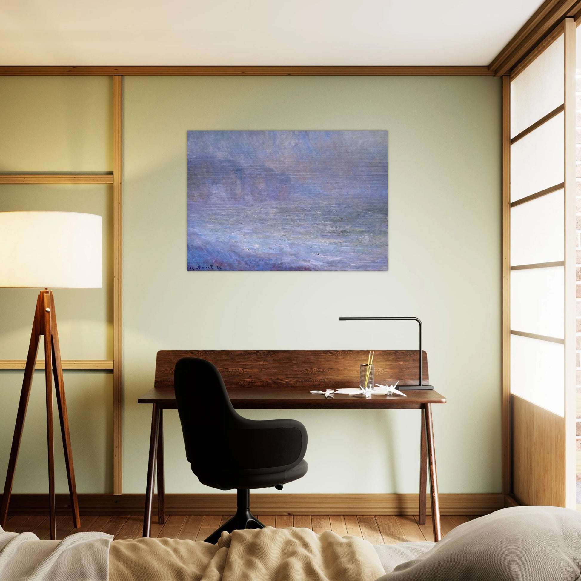 Cliffs at Pourville, Rain - claude monet Brushed Aluminum Print - 70x100 cm / 28x40 inches | claude monet Aluminum Print | claude monet Prints