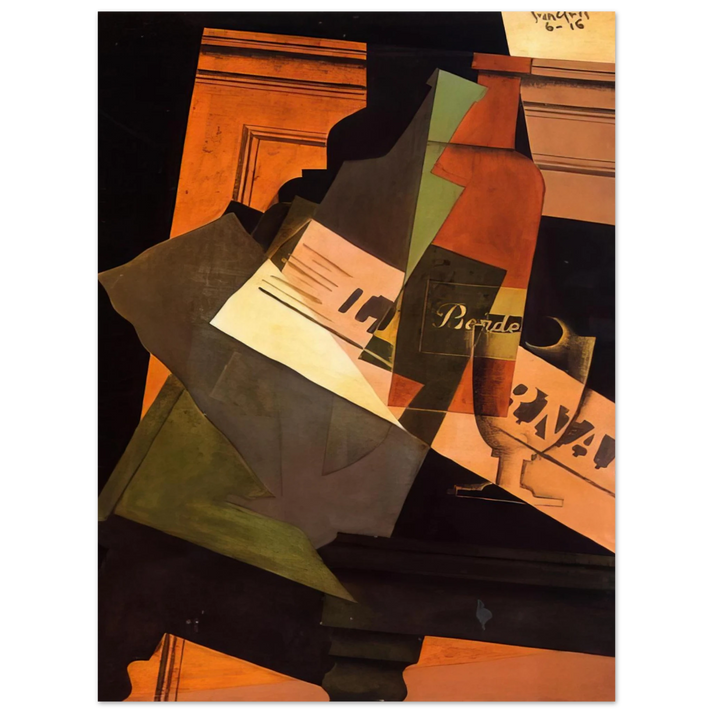 Juan Gris - BOTTLE GLASS AND NEWSPAPER  75x100 cm / 30x40inches Fine Art Poster