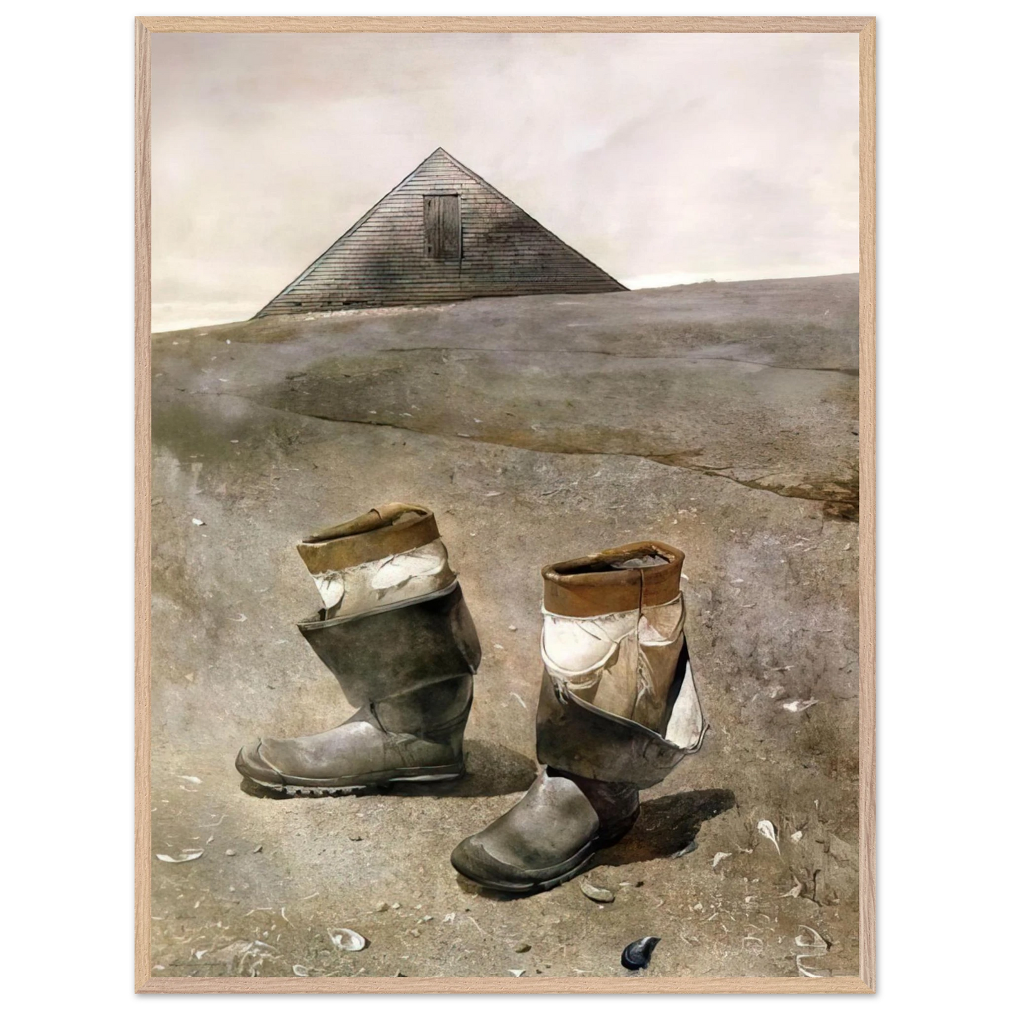 Andrew Wyeth - SEA BOOTS Wall Art - 60x80 cm / 24x32 inches - Premium Wooden Framed Poster With Fine Art Paper - Black frame