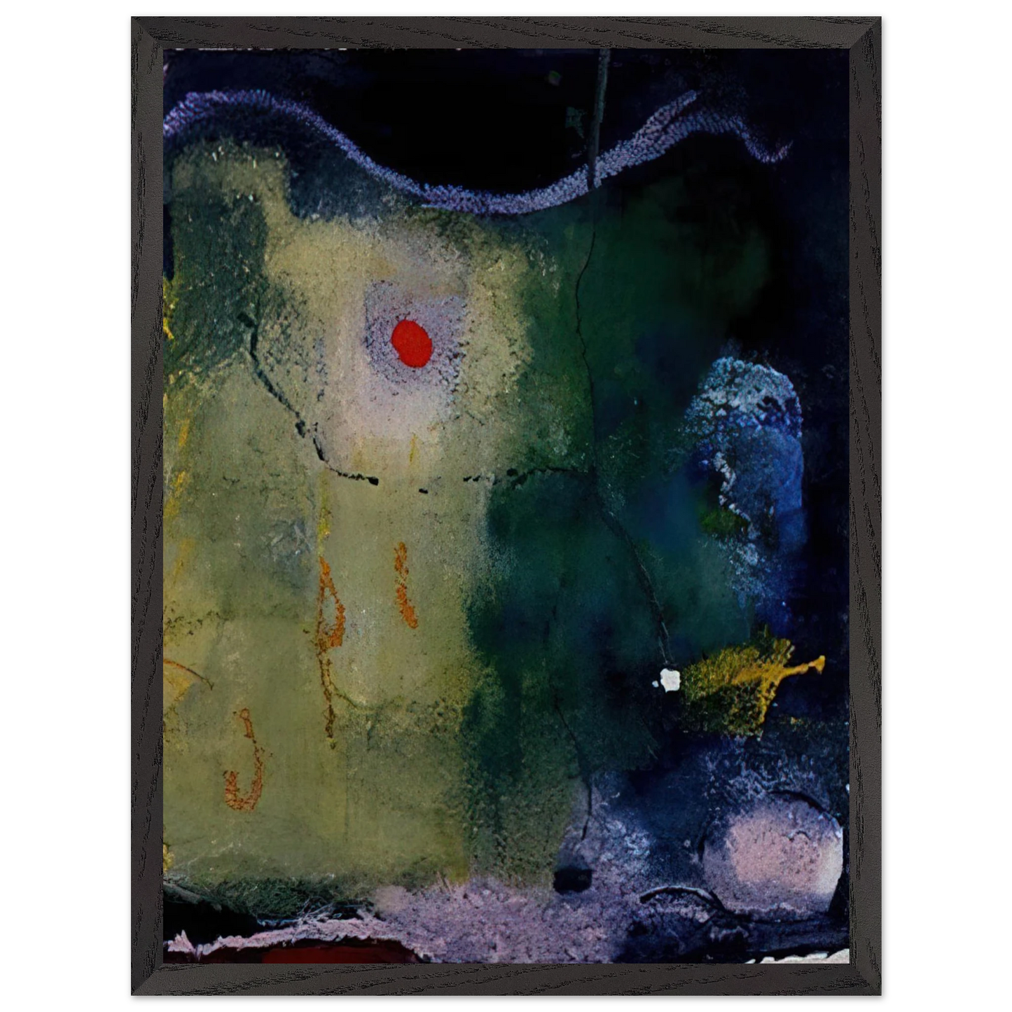 Helen Frankenthaler - The Other Side of the Moon - 1995 Wall art - 28x43  cm / XL (11x17 inches) - Premium Wooden Framed Poster With Fine Art Paper - Black frame