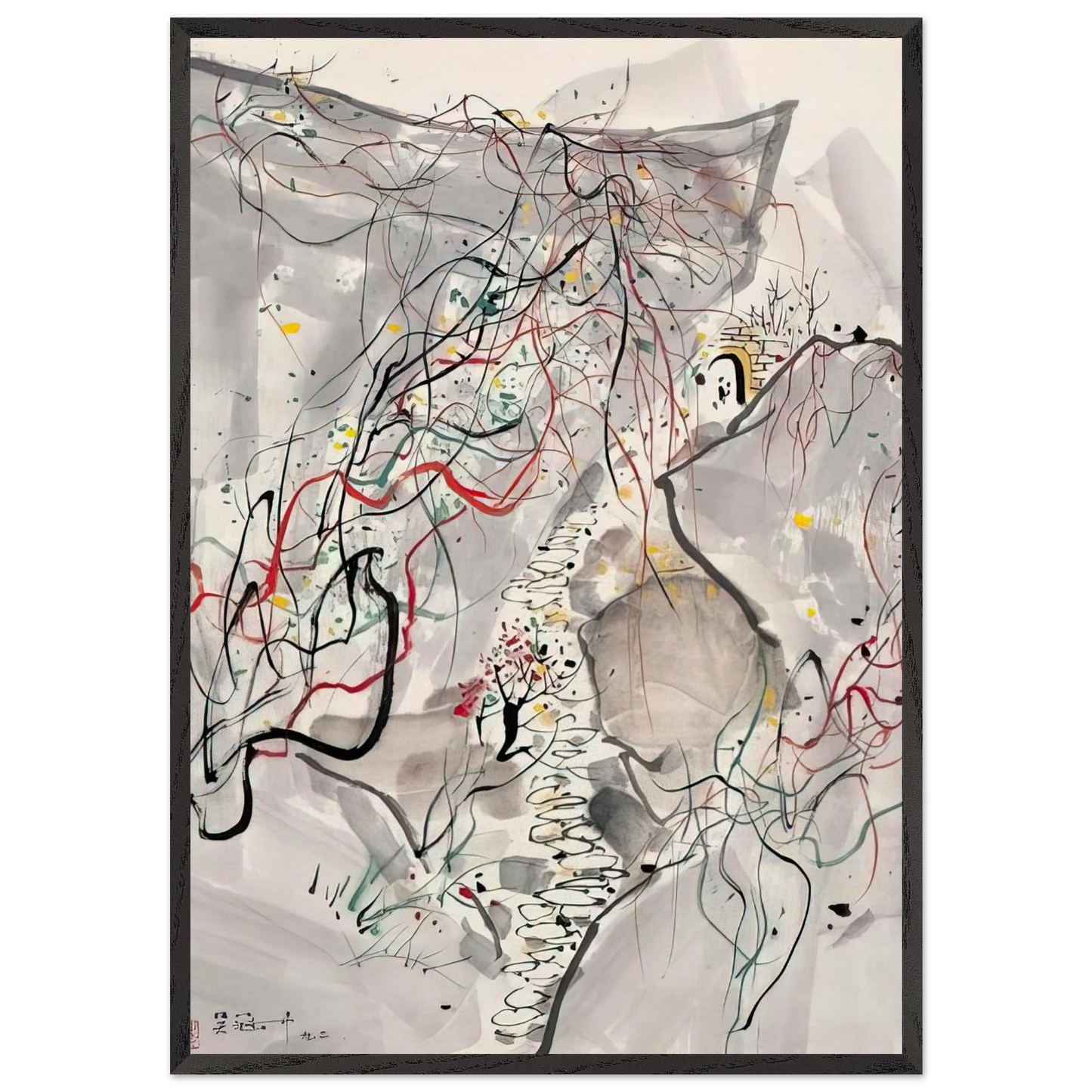 '- Abstract Expressionism Ink and wash painting - Wu Guanzhong Framed Art Print – Black Wooden Frame - Default Title - -Framed Art Print