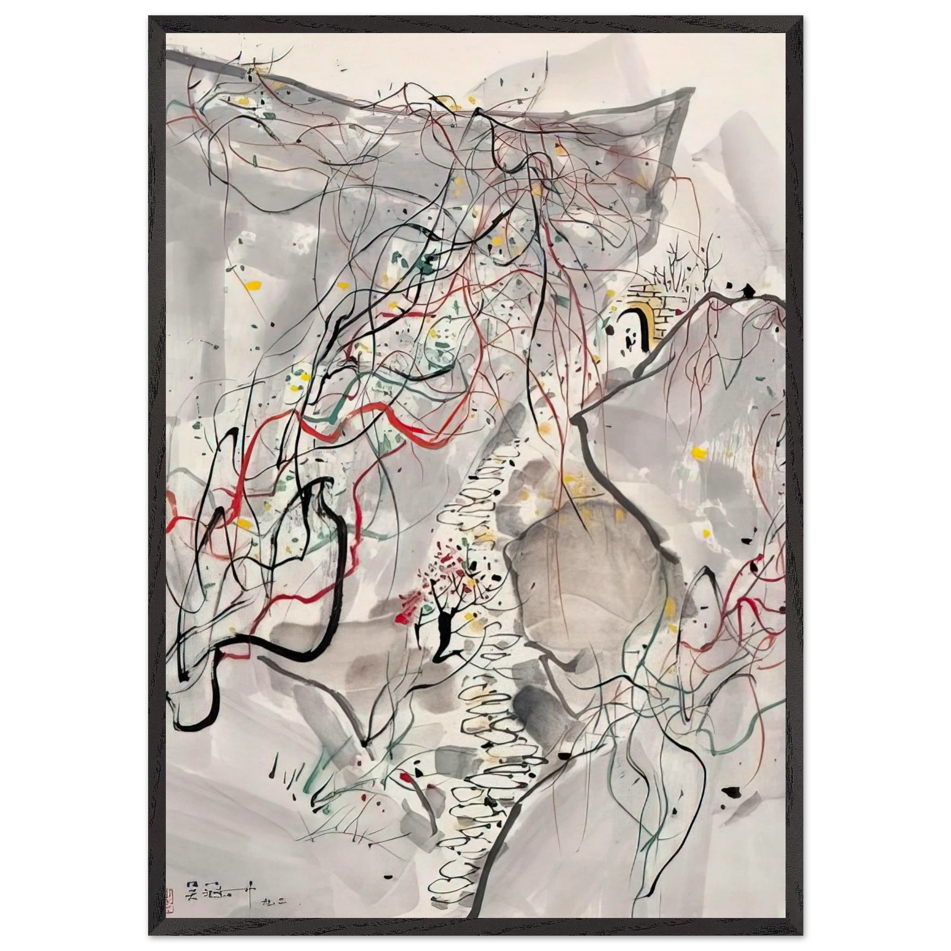 '- Abstract Expressionism Ink and wash painting - Wu Guanzhong Framed Art Print – Black Wooden Frame - Default Title - -Framed Art Print