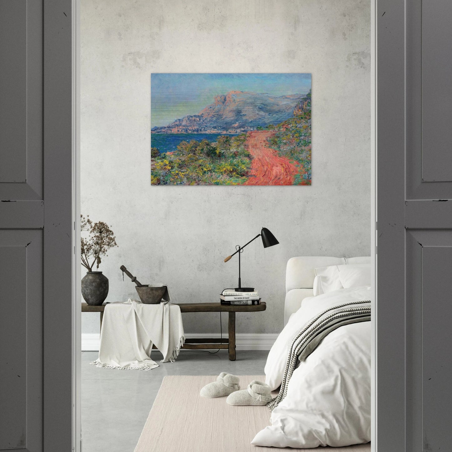 The Red Road near Menton - claude monet Brushed Aluminum Print - 70x100 cm / 28x40 inches | claude monet Aluminum Print | claude monet Prints