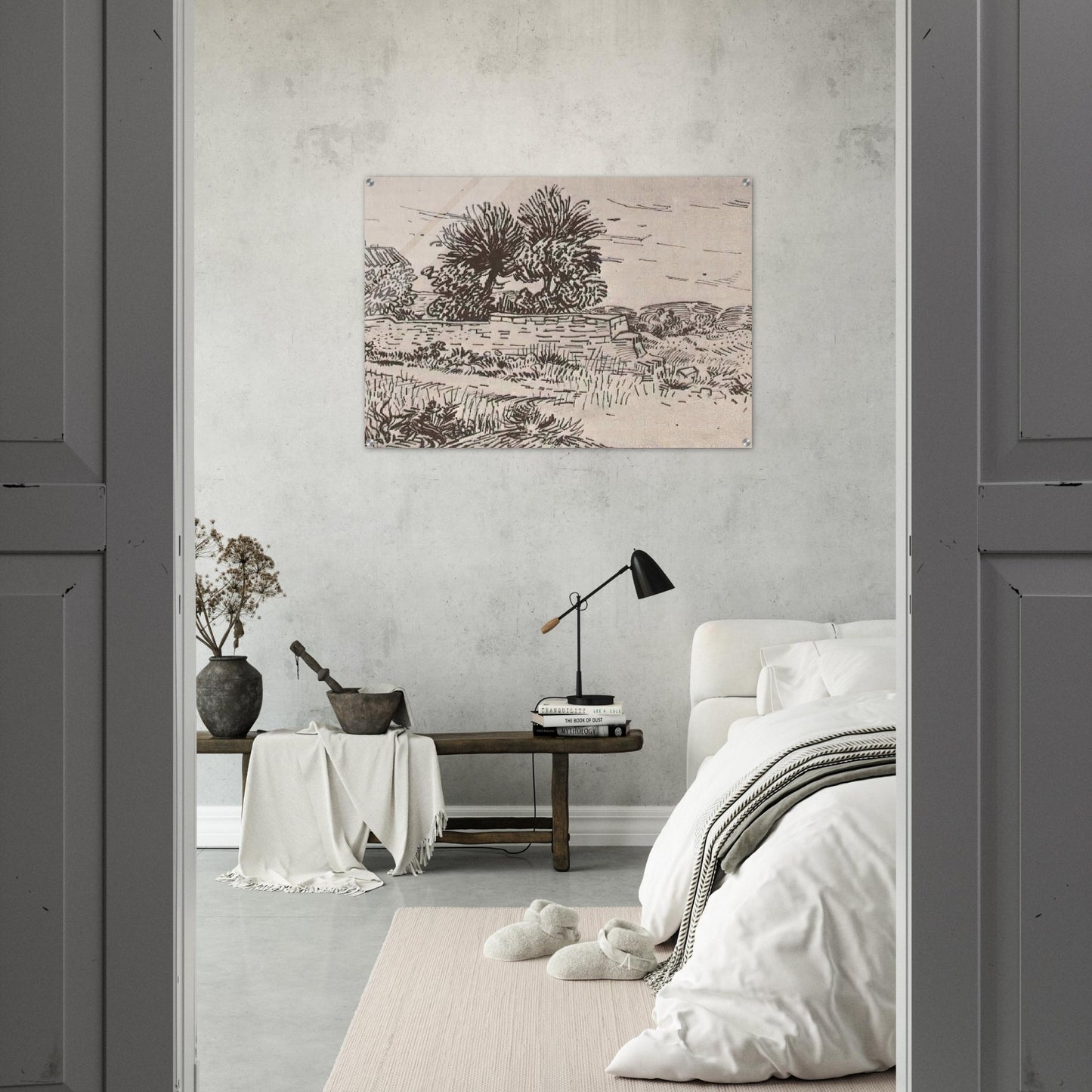 Landscape with the Wall of a Farm - Vincent van Gogh Acrylic Print - 70x100 cm / 28x40″ inches